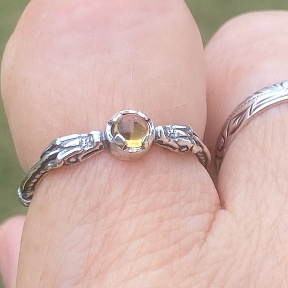 Celtic Dragon Ring .925 Sterling Silver w/ genuine citrine sz 9 medieval dragon - Picture 16 of 16